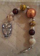 Owl Brown Yellow Scissorfob
